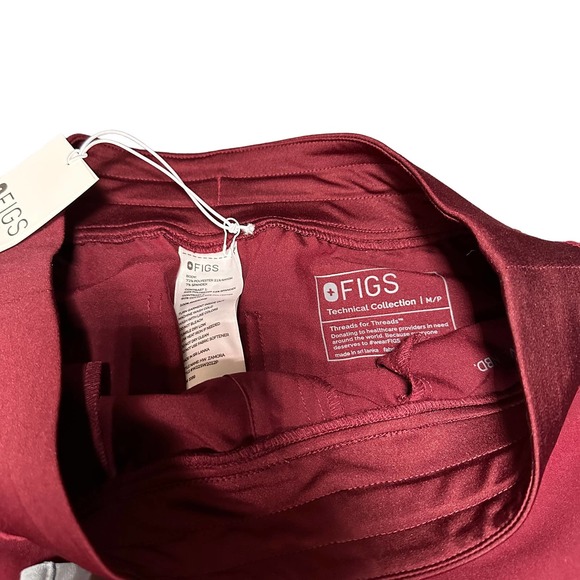 FIGS HIGH WASTED WOMENS ZAMORA PETTE 2.0 A SCRUB PANTS W22SW2012P MED BURGUNDY - Picture 4 of 5